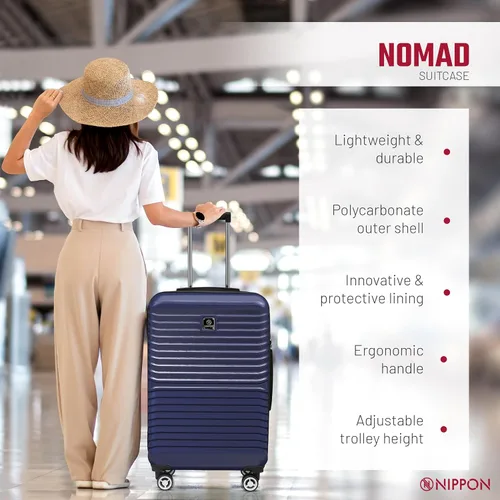 Vista 2 de NIPPON Luggage Nomad - Maleta giratoria rígida con ruedas para mujeres y hombres, rodillo de carcasa dura de viaje, ultra fuerte y duradero