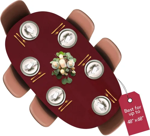 Vista 51 de LAMINET Mantel elástico ajustable para mesa, medallón grande, redondo, se adapta a mesas de hasta 45 a 56 pulgadas de diámetro Medallion