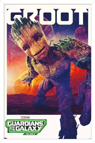 Vista 13 de Trends International Marvel Guardianes de la Galaxia Vol. 3 - Póster de pared Groot One Sheet 22.4L x 14.7W, versión enmarcada de madera de granero