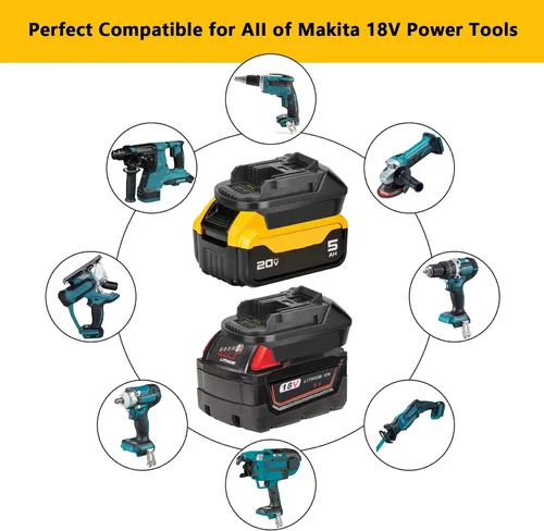 Vista 5 de Adaptador de batería convertidor DM18M para batería Dewalt 20V y Milwaukee