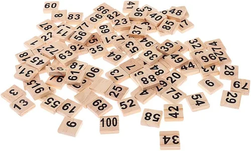 Vista 2 de 100pcs 1-100 números de madera azulejos números cubos bloques para decoración de fiesta de boda