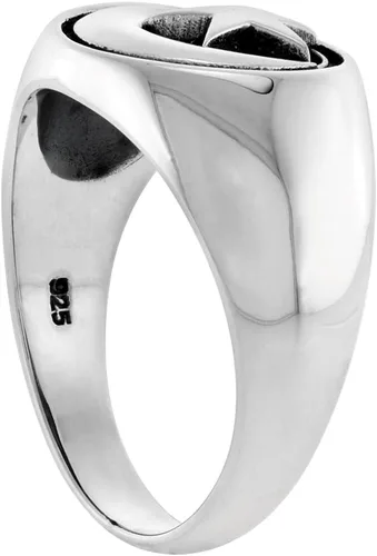 Vista 3 de Anillo de plata de ley de 2 tamaños con luna creciente y estrella para hombre y mujer, acabado impecable, tallas 6-13