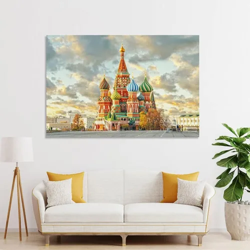 Vista 4 de Moscú - Cuadrado rojo popular cañón mural y edición de arte ruso, pósteres de pintura en lienzo, decoración de habitación, lienzo decorativo
