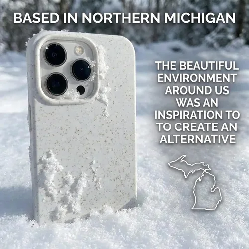 Vista 5 de Eco by GranolaGear - Funda ecológica para iPhone 15, biodegradable, compostable, sin plástico, hecha de plantas, nieve alpina