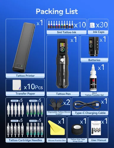 Vista 7 de Phomemo Kit de impresora de plantillas de tatuaje M08F, máquina de tatuaje