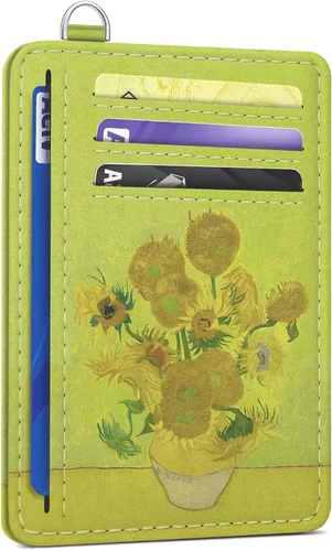 Vista 20 de SEAVILIA Tarjetero de crédito para mujer, cartera RFID para mujer, tarjetero de bolsillo frontal delgado y minimalista, bonito estuche delgado