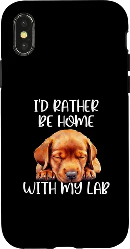 Vista 5 de Funda para iPhone 11 Pro Max Fox Red Lab Mom Dad I'd Rather Be Home Labrador Retriever