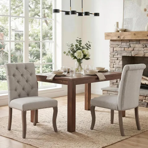 Vista 14 de Accent Dining Chair with Arms,Chenille High Back Kitchen Armchairs,Beige Beige1
