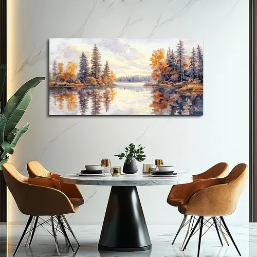 Vista 6 de PHAOHUAXM Pintura abstracta de paisaje de tinta pintura de arte de pared moderna impresión en lienzo natural paisaje arte imágenes de sala de estar