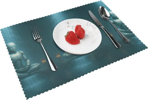 Vista 16 de Rectangular Placemats Set of 4, Heat Resistant Cucumber Printed Kitchen Dining Table Mats