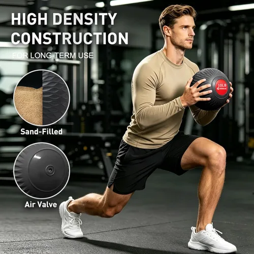 Vista 4 de Slam Ball 8-10 lb Medicine Ball Weighted Balls for Exercise and Workout, Strength, Cardio, Cross-Training and Core Workouts