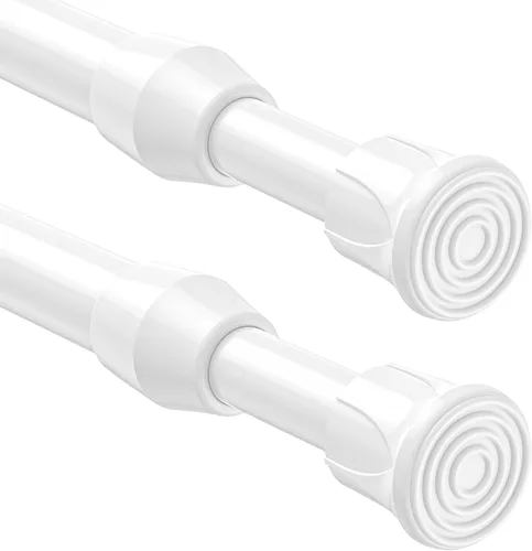 Vista 9 de Pack de 2 cortineros con resorte de tensión de 8 a 12.5 pulgadas, cortineros mini DIY sin necesidad de perforación para ventanas delgadas, armarios