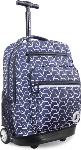 Vista 43 de J World Sundance Mochila Rodante para Laptop para Niñas y Niños. Mochila Escolar con Ruedas, Rombos negro, 20 pulgadas