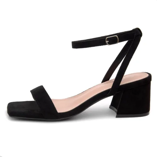 Vista 3 de Shoe Land SL-Romina - Sandalias de tacón bajo grueso para mujer, puntera abierta, correa al tobillo, tacón de bloque, para graduación, boda, fiesta
