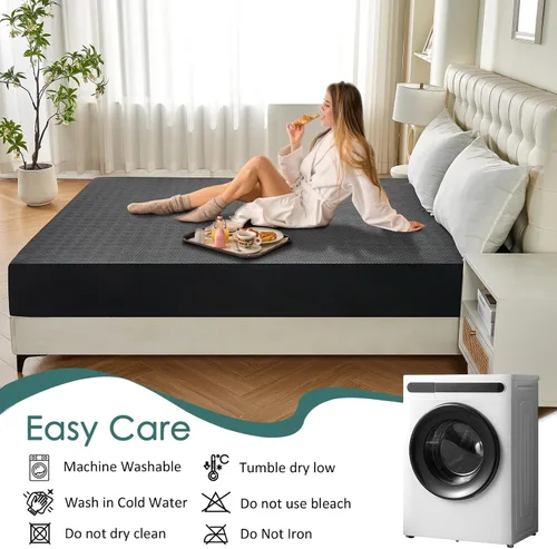 Vista 5 de Protector de colchón impermeable tamaño individual, funda de colchón de tela de aire 3D de alta calidad, suave, transpirable, sin ruido, funda