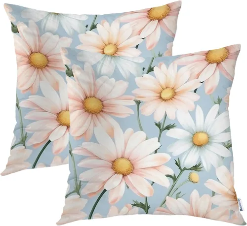 Vista 43 de Batmerry Flowers with Stems Throw Pillow Covers, Beautiful Floral Decorative Pillow Covers Digital Printing Blended for Couch Sofa Bed Invisible
