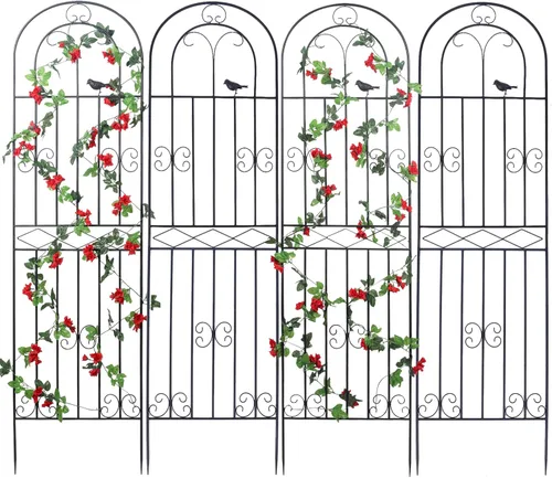 Vista 10 de Paquete de 2 Enrejados de Jardín de Metal de 70.8" de Alto x 19.7" de Ancho con Revestimiento Negro, Panel de Rejilla de Alambre en Celosía