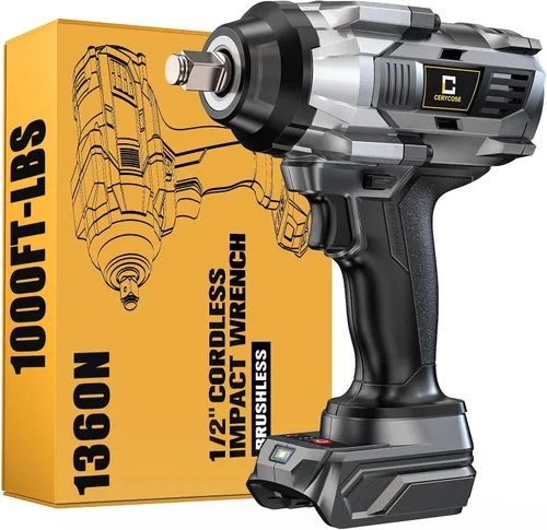 Vista 13 de Llave de impacto inalámbrica de 1/2 pulgada para batería DeWalt Max20V: Llave de impacto de alto torque de 1700 pies-libras, herramienta de servicio