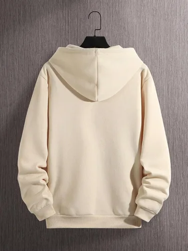 Vista 2 de Floerns Sudadera con capucha para hombre, ligera, con cordón, estampado de letras, con bolsillos