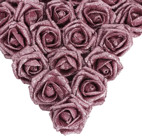 Vista 39 de IPOPU Rosas Negras con Purpurina, 50 PIEZAS Rosas Falsas con Purpurina Flores para Manualidades DIY Ramo de Boda Decoración de Casa y Fiesta (Negro)