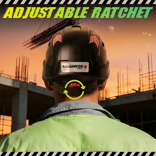 Vista 7 de Construction Hard Hats with Clear and Tinted Visor - OSHA Approved ANSI Z89.1 Dual Eye Protection Black Hard Hat with Chin Straps for Men