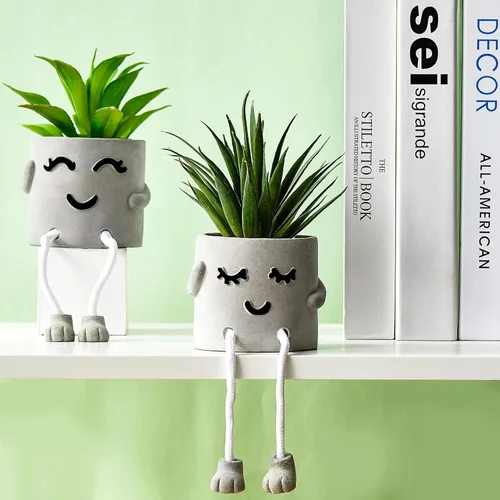 Vista 6 de Planta artificial en maceta, decoración de cubículos de plantas suculentas falsas, lindas plantas de escritorio falsas, patas colgantes, decoración