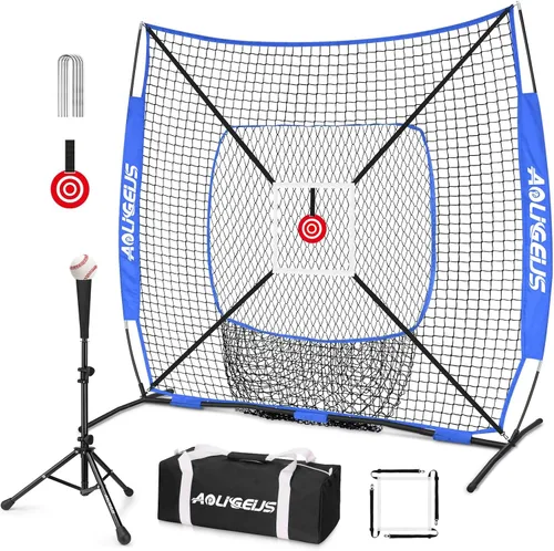 Vista 16 de 6'X6' Baseball Softball Practice Net,Pitching Net,Batting Net,with Bonus Strike Zone,Target and Bow Frame,for Hitting,Pitching,Catching