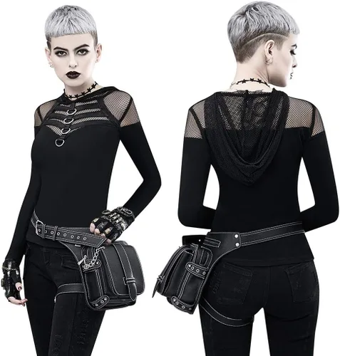 Vista 7 de Rebajas Cyber Monday Ofertas Venta Steampunk Riñonera Bolso para cintura Moda Gótico Hombro Bandolera Bandolera Muslo Pierna Capucha Bolsa de Viaje