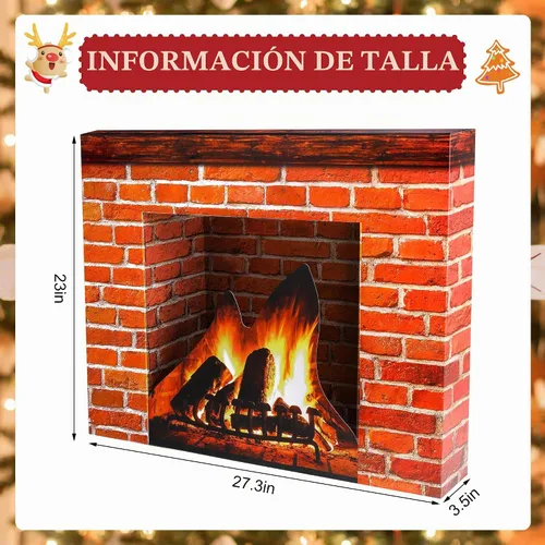 Vista 2 de Accesorio de Chimenea de Cartón de Navidad - Chimenea de Cartón de Ladrillo Rojo Artificial 3D - Chimenea de Ladrillo de Pie - Telón de Fondo