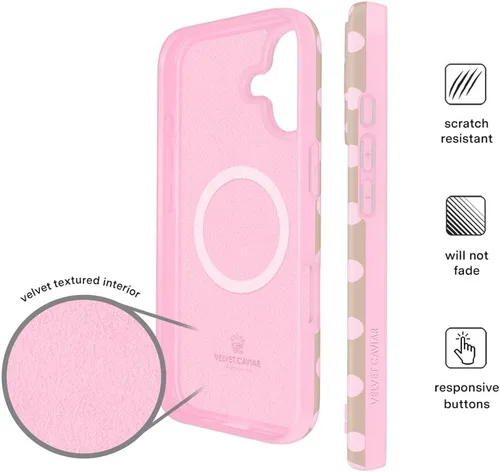 Vista 1095 de VELVET CAVIAR Funda para iPhone 15, compatible con MagSafe, probada contra caídas de 10 pies, fundas protectoras de diseño, leopardo color rosa