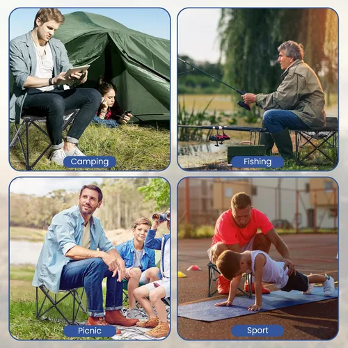 Vista 7 de Taburete acolchado para campamento, reposapiés de gran tamaño de 18 pulgadas, silla de campamento plegable para exteriores, silla otomana portátil