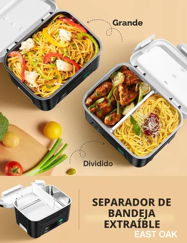 Vista 5 de EAST OAK Fiambrera eléctrica inalámbrica para adultos, lonchera calentada a pilas con calefacción automática, calentador de alimentos portátil