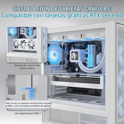 Vista 4 de darkFlash AIR NOVA - Funda para PC E-ATX de torre completa, funda para juegos ventilada de seis caras, radiador de hasta 16.535 in, montaje vertical