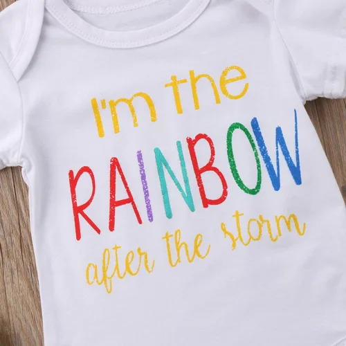 Vista 6 de Bebé Niños Niñas Ropa Mono Soy Rainbow Print Lindo Manga Corta Algodón Mameluco