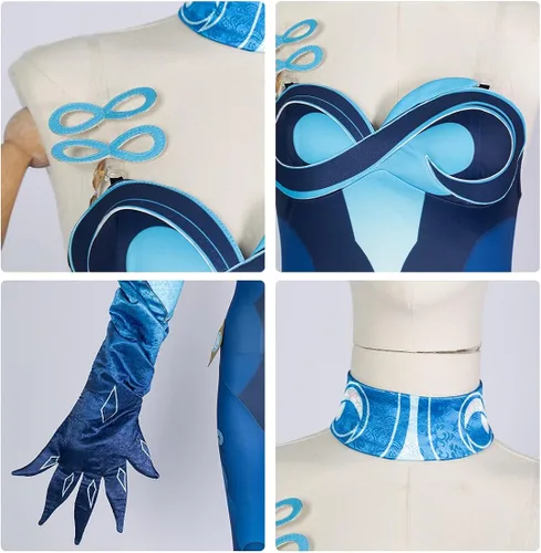 Vista 5 de JoySeed Genshin Impact - Disfraz de cosplay para Chizapus Bonano con gorro, conjunto completo de traje de Halloween y Navidad, uniforme de fiesta