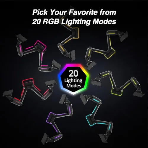 Vista 9 de AVLT RGB Lights Dual 17"-43" Gaming Monitor Arm Soporte de escritorio