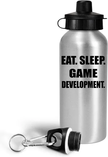Vista 2 de Gifts for Game Developer Designer - Eat Sleep Development Water Bottle Tumbler 20oz Reusable Drinkware - Video Gaming Design Dev Team Development