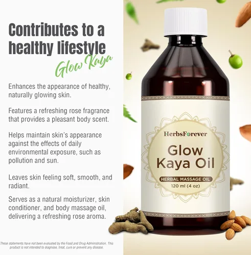 Vista 5 de Herbsforever Glow Kaya Oil - Aceite Gloris - Mantiene la humedad de la piel y el brillo - Aceite premium prensado en frío - Sin OMG, orgánico