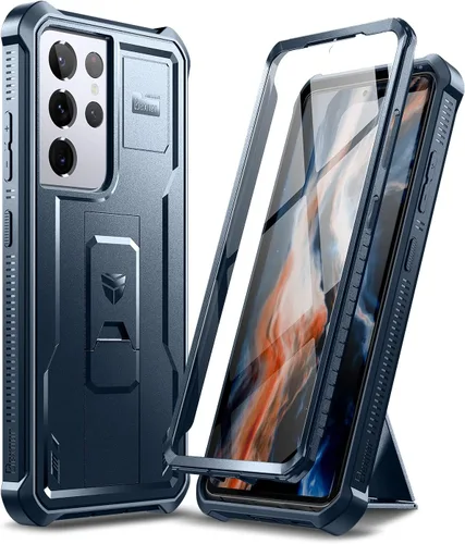 Vista 9 de Dexnor Funda para Samsung Galaxy S21 Ultra, [Protector de pantalla y soporte integrados] Protección de grado militar resistente a prueba de golpes