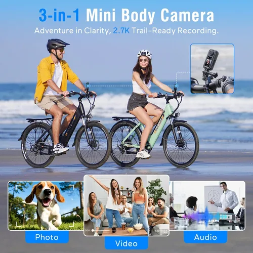 Vista 8 de Movcan Cámara corporal S70 con grabación de audio y video, cámara corporal HD 1520P con lente giratoria de 180°, cámara de grabación manos libres
