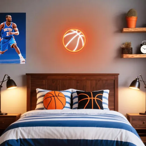 Vista 3 de Letrero de neón de baloncesto, 9.84 x 9.84 pulgadas, luz de neón LED de baloncesto, alimentado por USB con interruptor regulable, letrero LED
