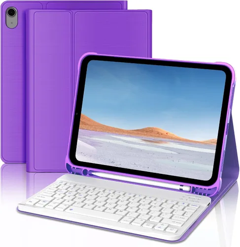 Vista 19 de KVAGO Funda para iPad (A16) de 11ª y 10ª generación con teclado, teclado desmontable inalámbrico retroiluminado de 7 colores, funda de teclado folio