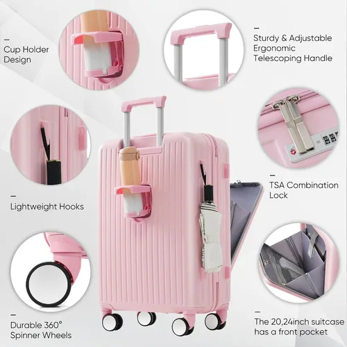 Vista 27 de Merax Juego de equipaje rígido ABS expandible de 3 piezas con rueda giratoria Maleta TSA Lock Suit Case, Negro -, Juego de 2 piezas, Equipaje