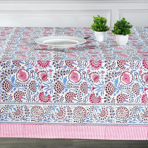 Vista 320 de Ridhi Mantel cuadrado con estampado de bloques de mano de caléndula ámbar