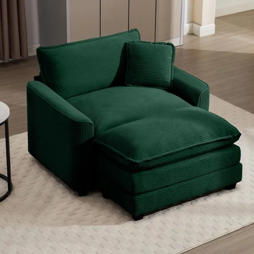 Vista 8 de Aoowow Sofá de dos plazas de pana, modernos sofás de nube de 2 plazas para sala de estar, sofás modulares de nube seccionales con asiento profundo