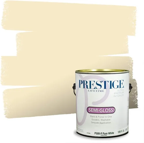 Vista 288 de PRESTIGE Pinturas de pintura exterior e imprimación en uno, 1 galón, plano, combinación comparable de Benjamin Moore* Manzanilla*