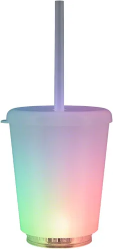 Vista 3 de FlashingBlinkyLights Vaso corto con luz LED que cambia de color con tapa y popote (juego de 4)