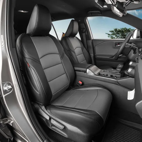 Vista 21 de coverdream Fundas de asiento personalizadas para Toyota RAV4 2019-2025, no Piel sintética (beige)
