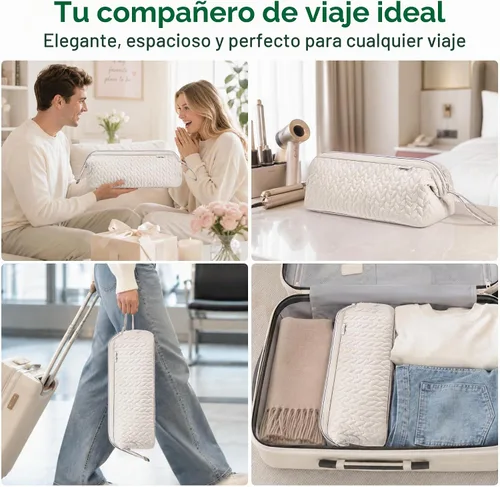 Vista 5 de KarSyon Shark Flex Style Funda para Dyson Airwrap cepillo secador de pelo Revlon herramientas para el cabello, bolsa de viaje, estuche de Beige