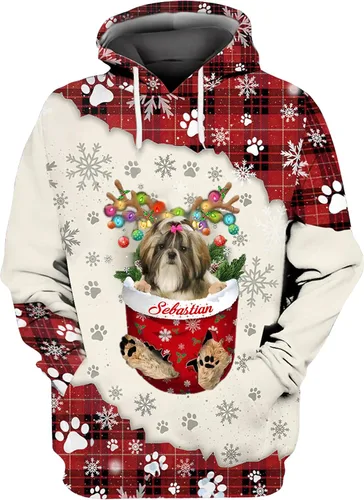 Vista 28 de Sudadera con capucha 3D personalizada para perro, diseño de perro con nombre personalizado, sudadera con capucha de perro de amor, camisa de perro